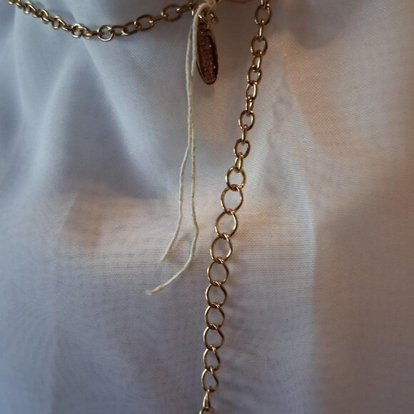 NWOTD Natasha Chains, Rhinestone and Feathers Goldtone Statement Necklace - Picture 5 of 5